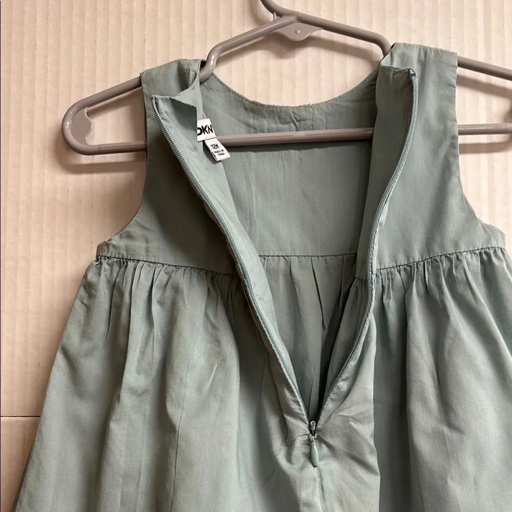 DKNY Kids Green Dress with Floral Embroidery Size 12M - Picture 8 of 10